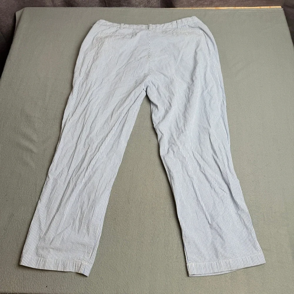 Polo Ralph Lauren Andrew Pant Mens 40x30 Blue White Seersucker Striped Pleated